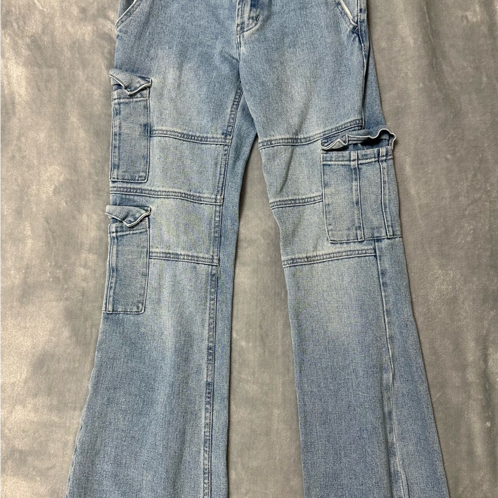 Women's Blue Cargo Jeans